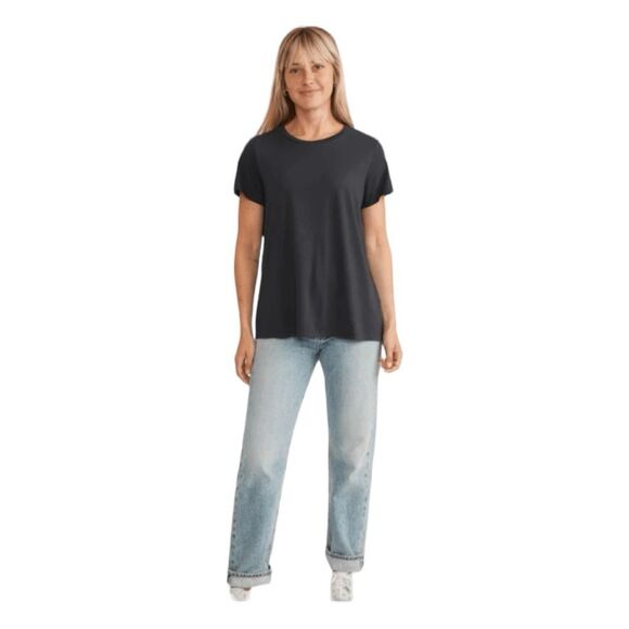 Marine Layer Swing Tee Black Modal Cotton Knit Crewneck Short Sleeve XS - Picture 6 of 9